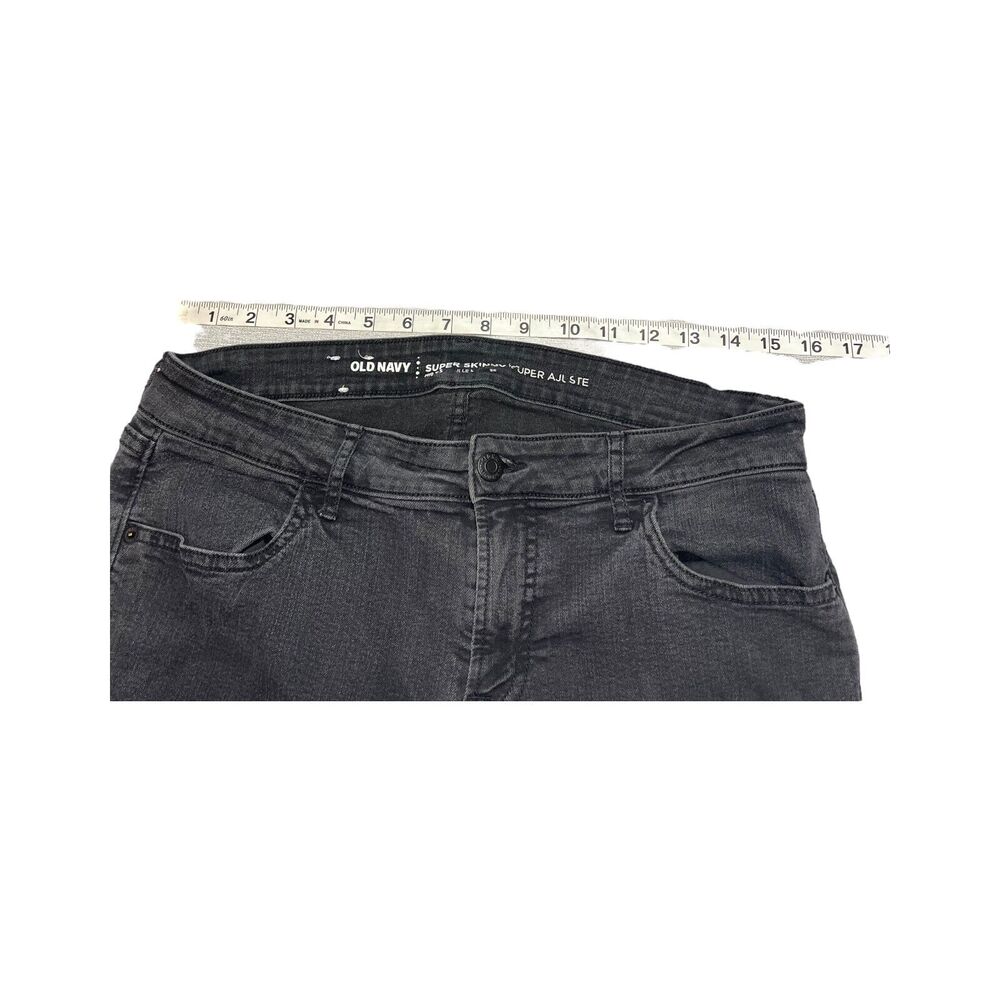 Old Navy Jeans Women's 16 Black Denim Cotton Super Skinny Leg Classic Mid-Rise - Picture 6 of 8